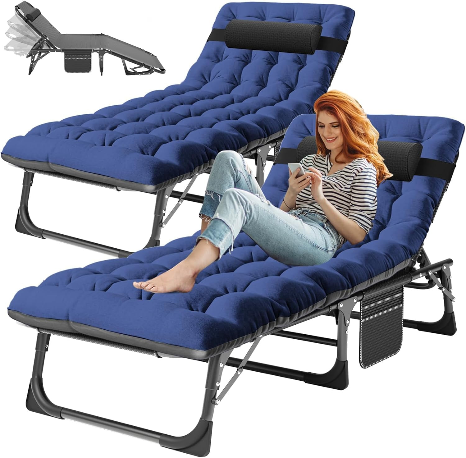 ABORON 2PACK Folding Camping Cots for Adults, Double Layer 1200D ...